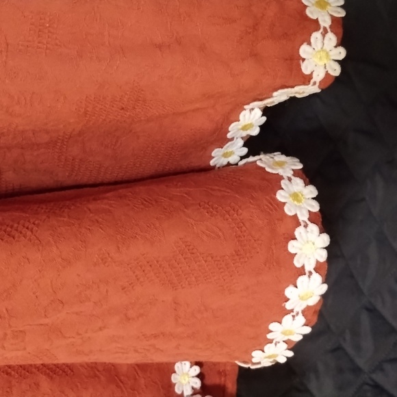 A retro rusty orange dress with daisies trim,xl 14/16 - Picture 4 of 6